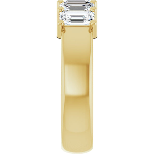 14K Gold Emerald Lab-Grown Diamond Shared-Prong Five-Stone Anniversary Band – 1 3/4–3 1/4 CTW - Yellow Gold - view 4