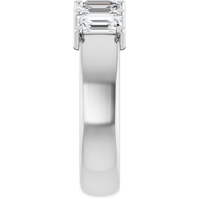 Platinum Emerald Lab-Grown Diamond Shared-Prong Five-Stone Anniversary Band – 1 3/4–3 1/4 CTW - view 4