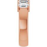 14K Gold Emerald Lab-Grown Diamond Shared-Prong Five-Stone Anniversary Band – 1 3/4–3 1/4 CTW - Rose Gold - view 4