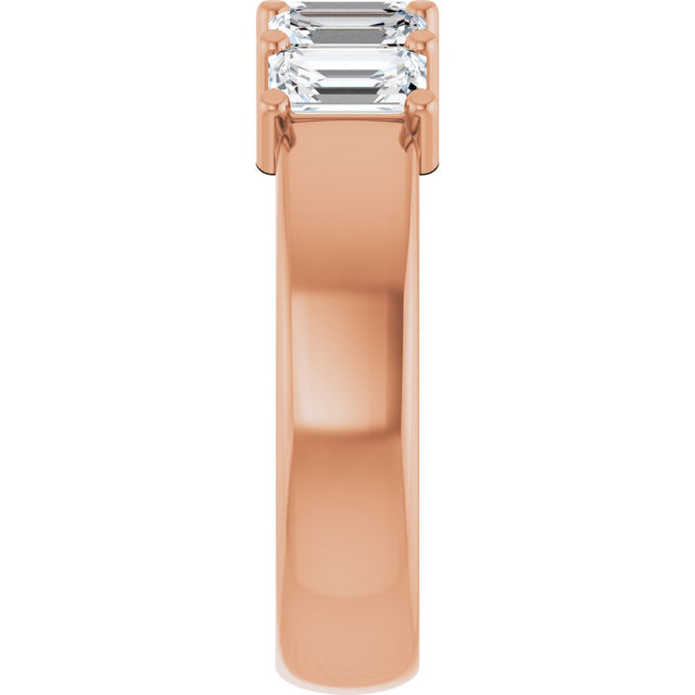 14K Gold Emerald Lab-Grown Diamond Shared-Prong Five-Stone Anniversary Band – 1 3/4–3 1/4 CTW - Rose Gold - view 4