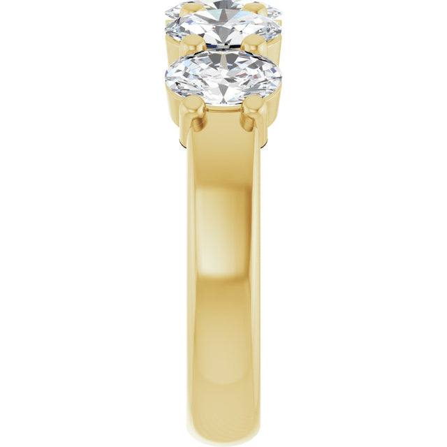 14K Gold Oval Natural Diamond Shared-Prong Five-Stone Anniversary Band – 1 7/8 CTW - Yellow Gold - view 4