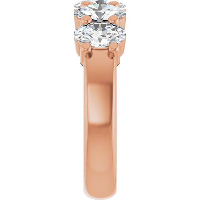 14K Gold Oval Natural Diamond Shared-Prong Five-Stone Anniversary Band – 1 7/8 CTW - Rose Gold - view 4