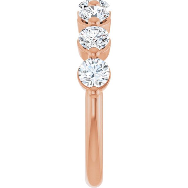 10K Gold Round Lab-Grown Diamond Shared-Prong Anniversary Band – 9/10–1 1/3 CTW - Rose Gold - view 4