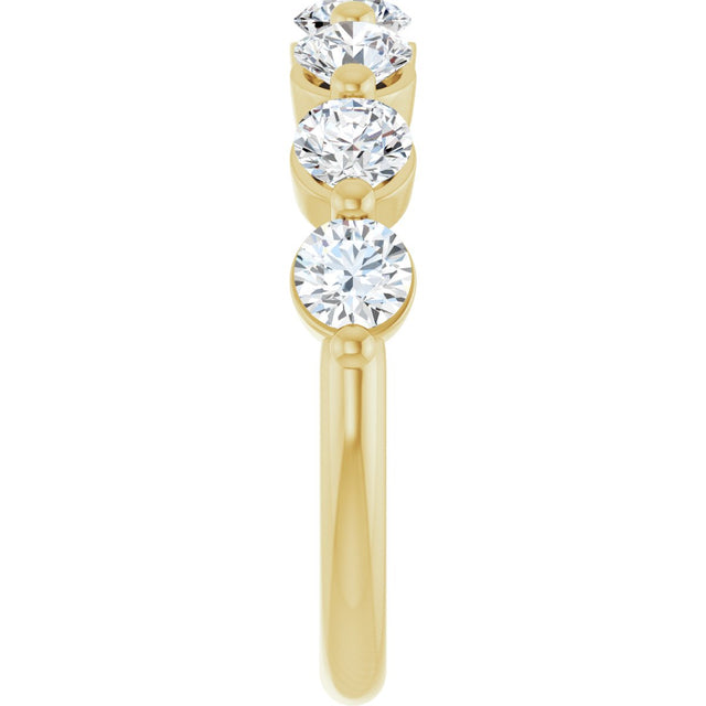 10K Gold Round Lab-Grown Diamond Shared-Prong Anniversary Band – 9/10–1 1/3 CTW - Yellow Gold - view 4