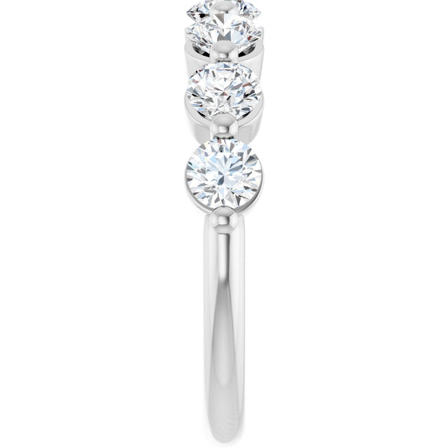 10K Gold Round Natural Diamond Shared-Prong Anniversary Band – 3/4–1 1/2 CTW - White Gold - view 4
