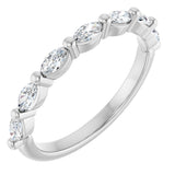 14K Gold Marquise Lab-Grown Diamond Shared-Prong Anniversary Band – 1/4–3/4 CTW - White Gold