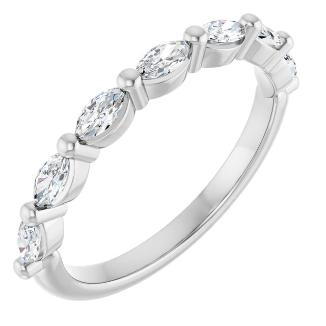14K Gold Marquise Lab-Grown Diamond Shared-Prong Anniversary Band – 1/4–3/4 CTW - White Gold