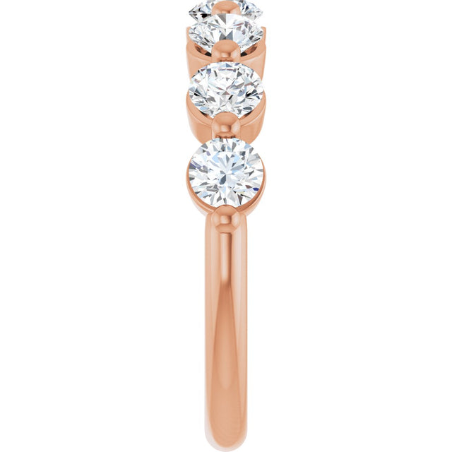 10K Gold Round Natural Diamond Shared-Prong Anniversary Band – 3/4–1 1/2 CTW - Rose Gold - view 4