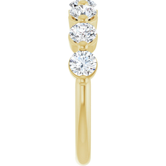 10K Gold Round Lab-Grown Diamond Shared-Prong Anniversary Band – 9/10–1 1/3 CTW - Yellow Gold - view 4