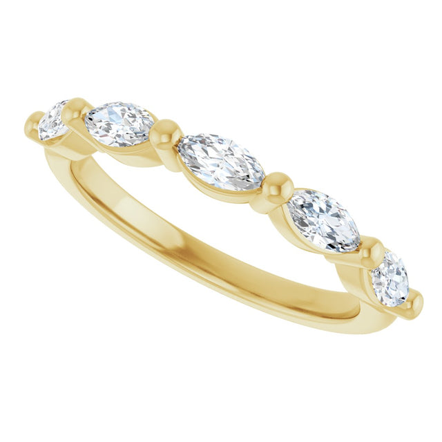 14K Gold Marquise Lab-Grown Diamond Shared-Prong Anniversary Band – 1/4–3/4 CTW - Yellow Gold - view 5