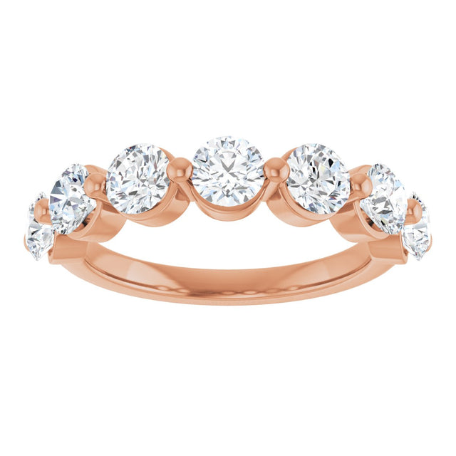 10K Gold Round Lab-Grown Diamond Shared-Prong Anniversary Band – 1 5/8 CTW - Rose Gold - view 3