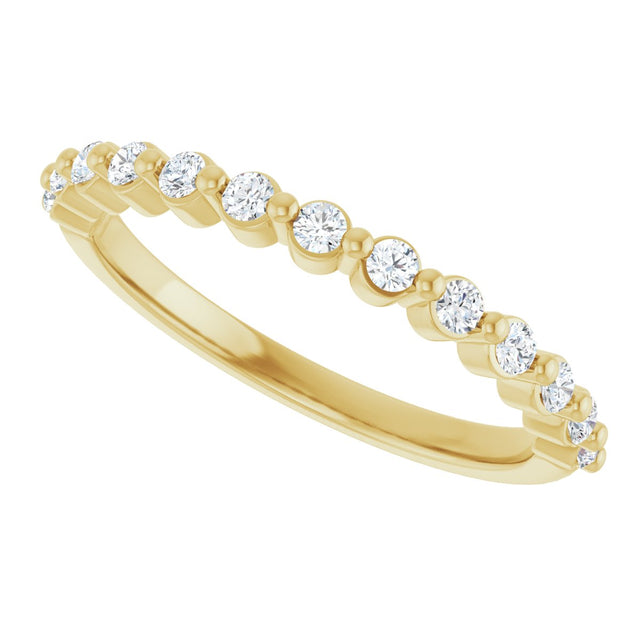 10K Gold Round Natural Diamond Shared-Prong Anniversary Band – 1/5–5/8 CTW - Yellow Gold - view 5
