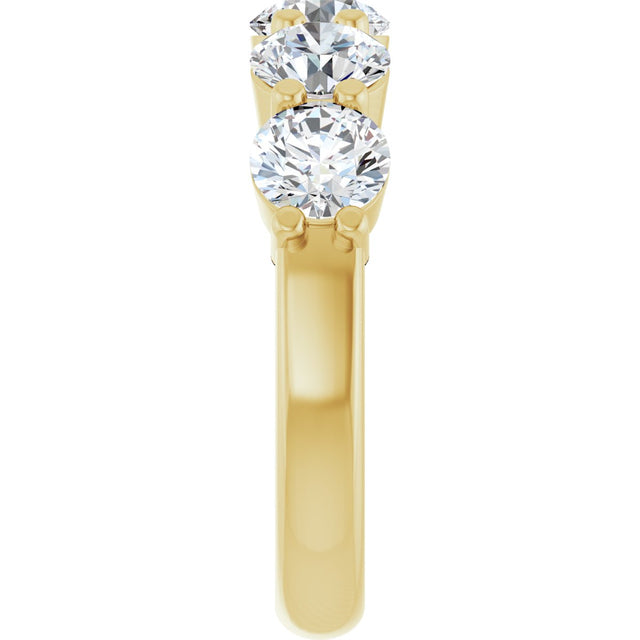 14K Gold Round Lab-Grown Diamond Shared-Prong Five-Stone Anniversary Band – 5.2 mm Stones - Yellow Gold - view 4