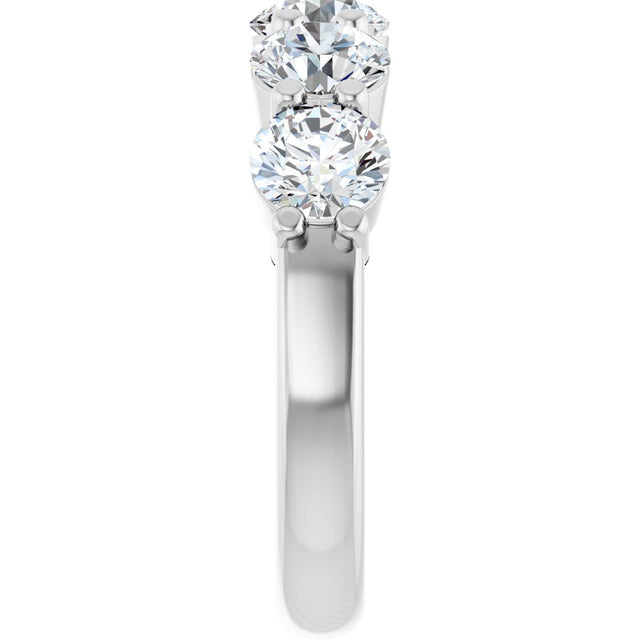 Platinum Round Lab-Grown Diamond Shared-Prong Five-Stone Anniversary Band – 5.2 mm Stones - view 4
