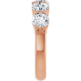 14K Gold Round Lab-Grown Diamond Shared-Prong Five-Stone Anniversary Band – 5.2 mm Stones - Rose Gold - view 4