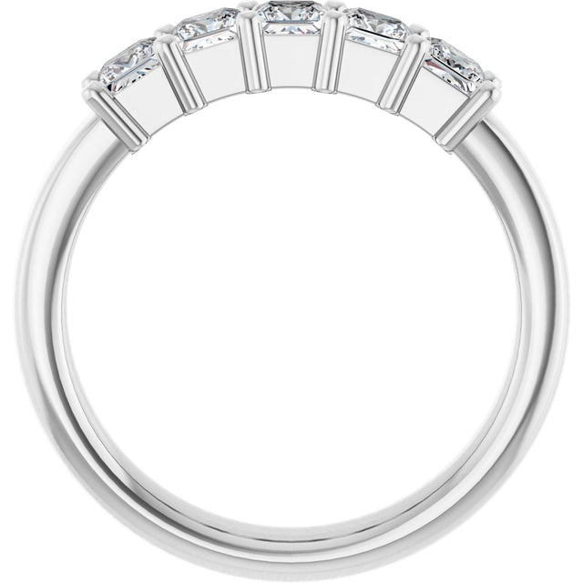 Platinum Square Lab-Grown Diamond Shared-Prong Five-Stone Anniversary Band – 1/2–1 3/8 CTW - view 2