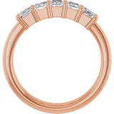 14K Gold Square Lab-Grown Diamond Shared-Prong Five-Stone Anniversary Band – 1/2–1 3/8 CTW - Rose Gold - view 2
