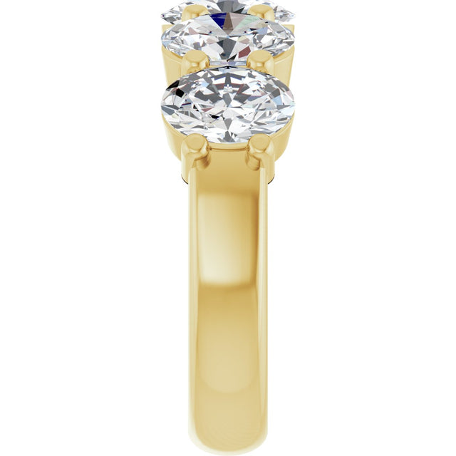 14K Gold Oval Lab-Grown Diamond Shared-Prong Five-Stone Anniversary Band – 7x5 mm Stones - Yellow Gold - view 4