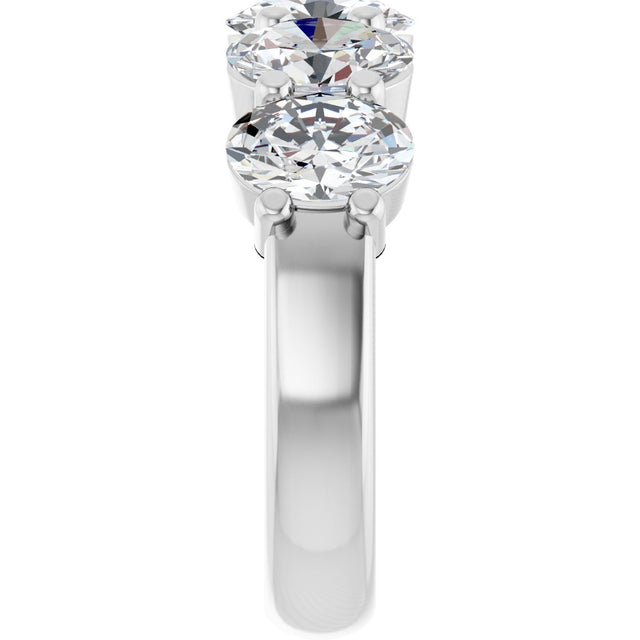 Platinum Oval Lab-Grown Diamond Shared-Prong Five-Stone Anniversary Band – 7x5 mm Stones - view 4