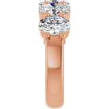 14K Gold Oval Lab-Grown Diamond Shared-Prong Five-Stone Anniversary Band – 7x5 mm Stones - Rose Gold - view 4