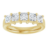 14K Gold Square Lab-Grown Diamond Shared-Prong Five-Stone Anniversary Band – 1/2–1 3/8 CTW - Yellow Gold - view 3