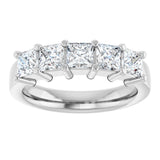 14K Gold Square Lab-Grown Diamond Shared-Prong Five-Stone Anniversary Band – 1/2–1 3/8 CTW - White Gold - view 3