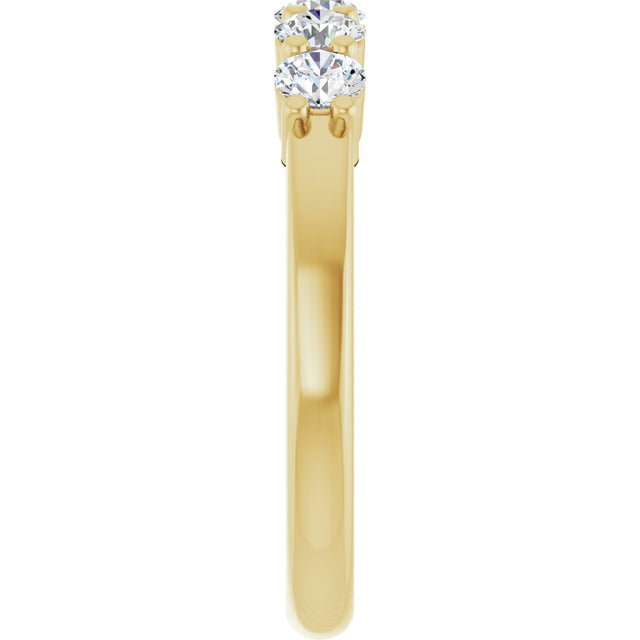 14K Gold Round Natural Diamond Shared-Prong Five-Stone Anniversary Band – 3.2 mm Stones - Yellow Gold - view 4
