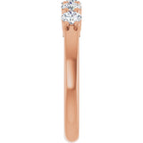 14K Gold Round Lab-Grown Diamond Shared-Prong Five-Stone Anniversary Band – 3.2 mm Stones - Rose Gold - view 4