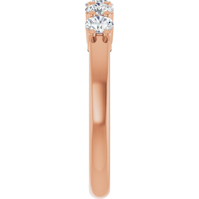 14K Gold Round Lab-Grown Diamond Shared-Prong Five-Stone Anniversary Band – 3.2 mm Stones - Rose Gold - view 4
