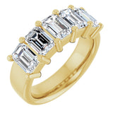 14K Gold Emerald Lab-Grown Diamond Shared-Prong Five-Stone Anniversary Band – 1 3/4–3 1/4 CTW - Yellow Gold