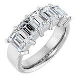 14K Gold Emerald Lab-Grown Diamond Shared-Prong Five-Stone Anniversary Band – 1 3/4–3 1/4 CTW - White Gold