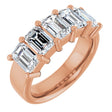 14K Gold Emerald Natural Diamond Shared-Prong Five-Stone Anniversary Band – 3 CTW - Rose Gold