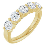 14K Gold Round Lab-Grown Diamond Shared-Prong Five-Stone Anniversary Band – 4.4 mm Stones - Yellow Gold