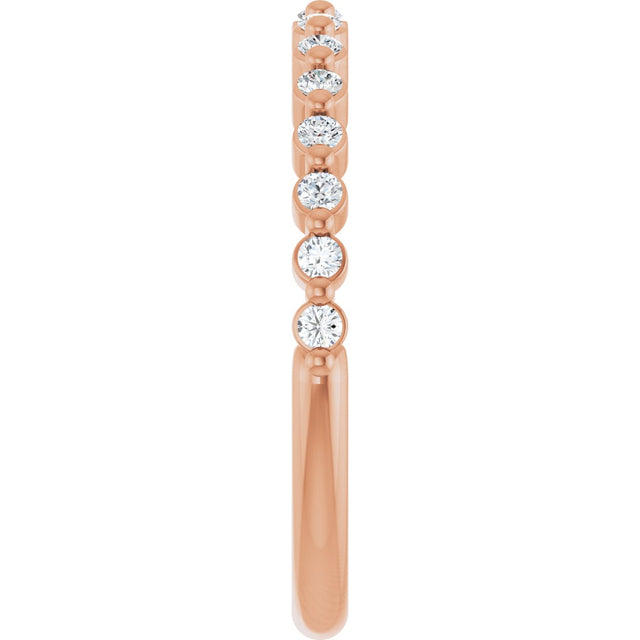 10K Gold Round Lab-Grown Diamond Shared-Prong Anniversary Band – 1/5–5/8 CTW - Rose Gold - view 4