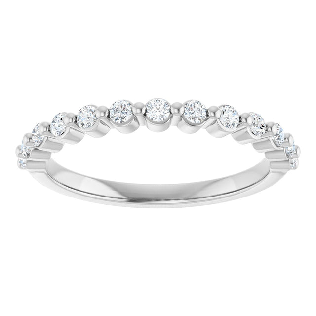 10K Gold Round Lab-Grown Diamond Shared-Prong Anniversary Band – 1/5–5/8 CTW - White Gold - view 3