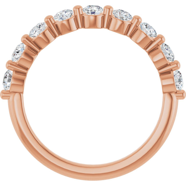 10K Gold Round Lab-Grown Diamond Shared-Prong Anniversary Band – 1/5–5/8 CTW - Rose Gold - view 2