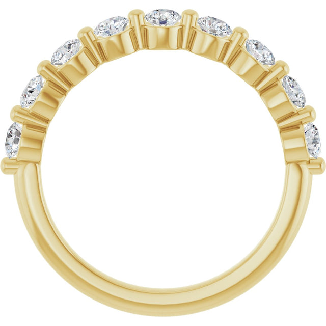 14K Gold Round Lab-Grown Diamond Shared-Prong Anniversary Band – 2.8 mm Stones - Yellow Gold - view 2