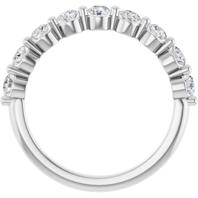 10K Gold Round Lab-Grown Diamond Shared-Prong Anniversary Band – 1/5–5/8 CTW - White Gold - view 2