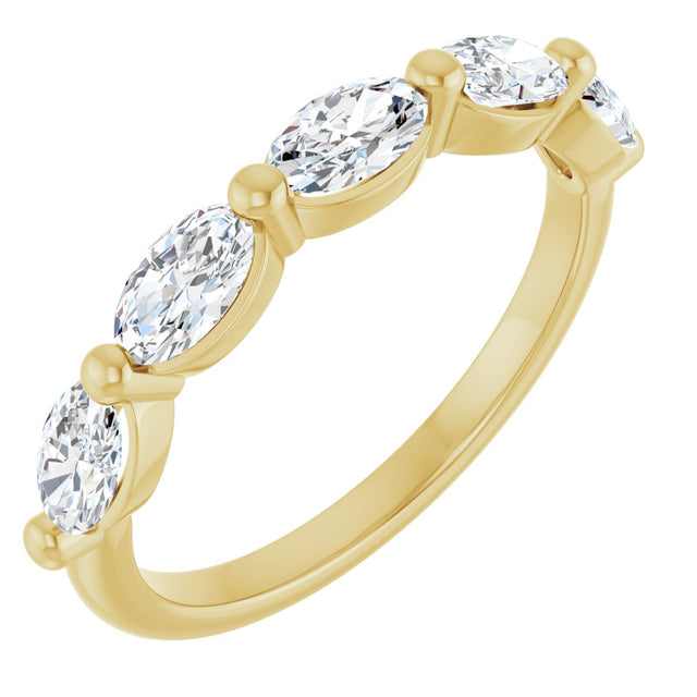 10K Gold Oval Natural Diamond Shared-Prong Anniversary Band – 1 1/3–1 7/8 CTW - Yellow Gold