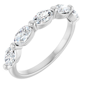 Platinum Oval Natural Diamond Shared-Prong Anniversary Band – 1 1/4–1 7/8 CTW