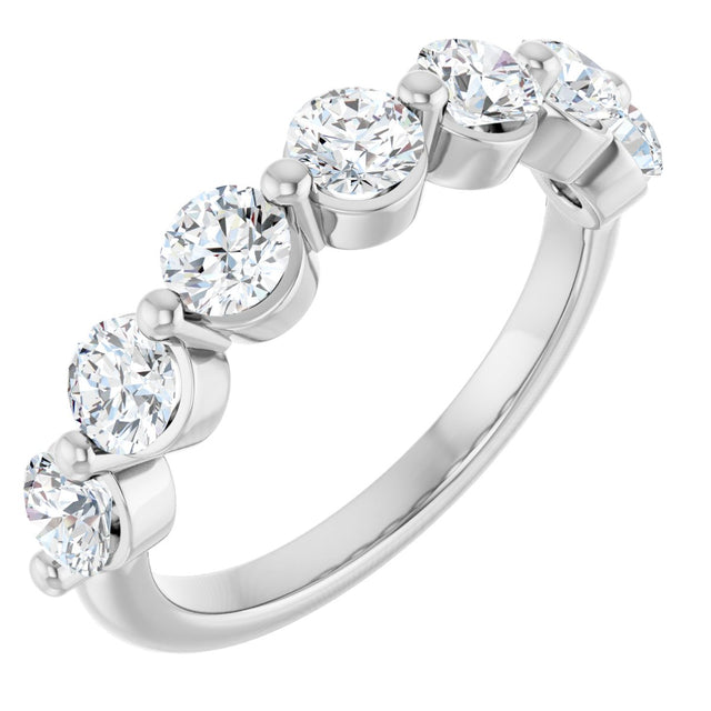 10K Gold Round Lab-Grown Diamond Shared-Prong Anniversary Band – 9/10–1 1/3 CTW - White Gold