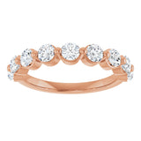 10K Gold Round Natural Diamond Shared-Prong Anniversary Band – 3/4–1 1/2 CTW - Rose Gold - view 3