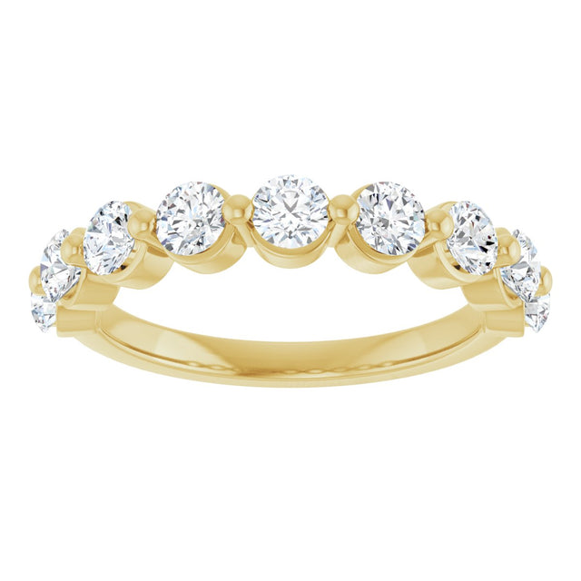 10K Gold Round Natural Diamond Shared-Prong Anniversary Band – 3/4–1 1/2 CTW - Yellow Gold - view 3