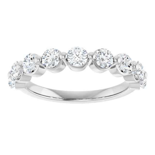 10K Gold Round Lab-Grown Diamond Shared-Prong Anniversary Band – 9/10–1 1/3 CTW - White Gold - view 3