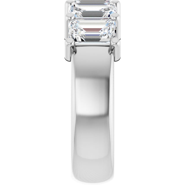Platinum Emerald Lab-Grown Diamond Shared-Prong Five-Stone Anniversary Band – 1 3/4–3 1/4 CTW - view 4
