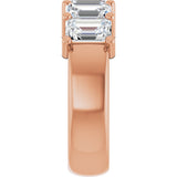 14K Gold Emerald Natural Diamond Shared-Prong Five-Stone Anniversary Band – 3 CTW - Rose Gold - view 4
