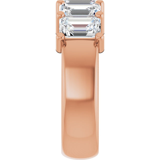 14K Gold Emerald Lab-Grown Diamond Shared-Prong Five-Stone Anniversary Band – 1 3/4–3 1/4 CTW - Rose Gold - view 4