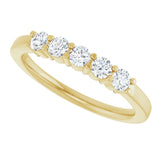 14K Gold Round Lab-Grown Diamond Shared-Prong Five-Stone Anniversary Band – 2.75 mm Stones - Yellow Gold - view 5