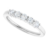 14K Gold Round Lab-Grown Diamond Shared-Prong Five-Stone Anniversary Band – 2.75 mm Stones - White Gold - view 5