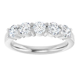 Platinum Round Natural Diamond Shared-Prong Five-Stone Anniversary Band – 2.5 mm Stones - view 3